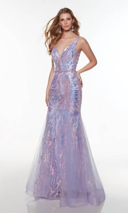 Alyce Paris Sequin Tulle Fit And Flare Gown In Orchid