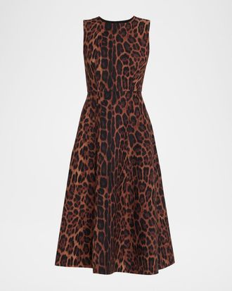 Adam Lippes Eloise Ocelot-Print Sleeveless Dress