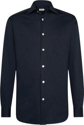 Kiton Overhemden, Heren, Zwart, L, Katoen, Nerano Hemd van Puur Katoen
