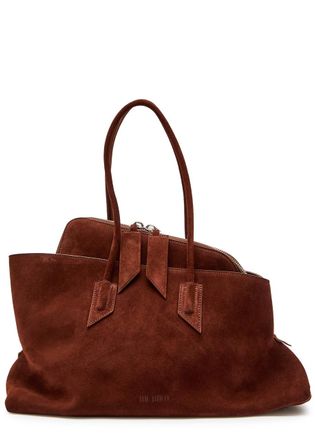 トートバッグ The Attico Structured Crocodile-Effect Brown Bag With The Attico Crocodile-Embossed Leather Triple-Compartment
