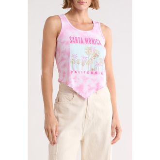 Vinyl Icons Santa Monica Tie Dye Graphic Handkerchief Hem Tank in Pink at Nordstrom Rack, Size X-Small