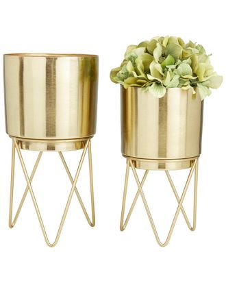 CosmoLiving by Cosmopolitan Cosmoliving By Cosmopolitan Set Of 2 Gold Metal Planters