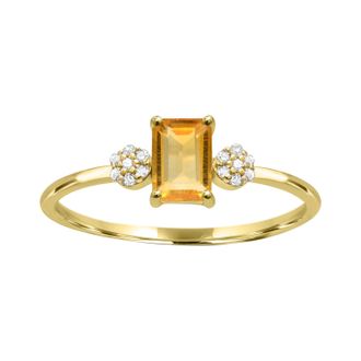 Diamond2Deal 10K Yellow Gold Citrine and Diamond Engagement Ring ( 0.50Ct)