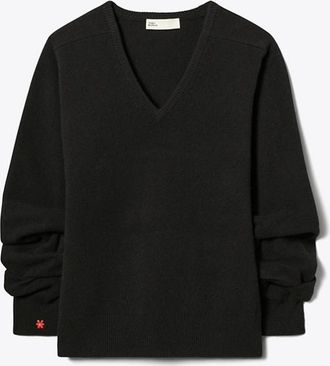 Tory Burch Womens Wool V-Neck Sweater, size XL