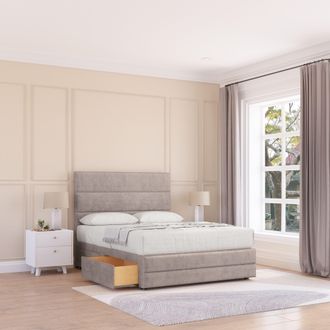 Sloomy Monaco Bed Base 2 Drawers 12 Footboard & 54 Floor Standing Headboard in Cream | Size: King
