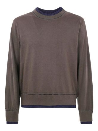 sacai contrast-trimmed sweater - men - Cotton/Cashmere - 2 - Brown