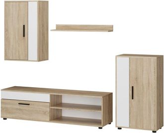 Vicco Parete attrezzata Berno, Sonoma/Bianco, Set, 4 parti