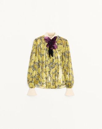 Valentino Lurex Shirt With Apr&egrave;s LHiver Poppies Print Wo