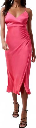 French Connection Ennis Satin Slip Midi Dress In Azalea