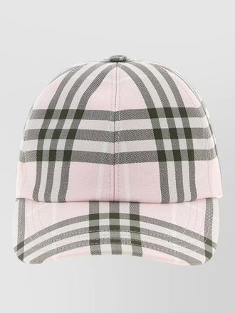 Burberry check pattern cap featuring curved brim