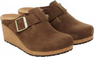 Birkenstock Womens Fanny Suede Leather Clog In Dark Tea