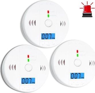 OEM Juego De 3 Detectores De Mon&oacute;xido De Carbono, Detector De Co, Alarma De Mon&oacute;xido De Carbono, Detector De Co2 A Pilas Con Pantalla Lcd, Para El Hogar, 