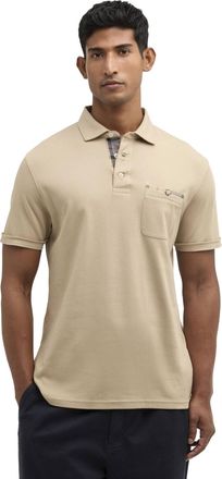 Barbour Polo Barbour beige korte mouw 3 knoops borstzak