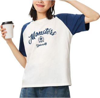 Li-Ning (WMNS) Li-Ning x Disney Monsters University Graphic T-shirt Cream White Navy AHSU488-1