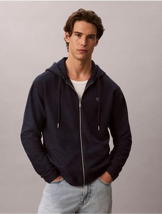 Calvin Klein Jeans Calvin Klein Mens Cotton Blend Boucle Relaxed Hoodie - Navy - 2XL