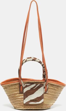 Jacquemus Multicolor Raffia And Zebra Print Handle Le Petit Panier Soleil Basket Bag