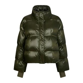 Neo Noir Winter Jackets, female, Green, L, Puffer Jacket Olive Cropped Style