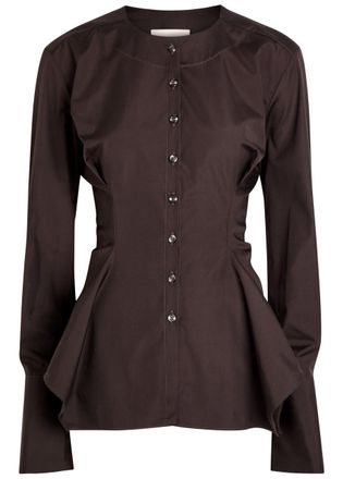 Liberowe Lavinia Darted Cotton-poplin Shirt - Dark Purple - S (UK8-10 / S)