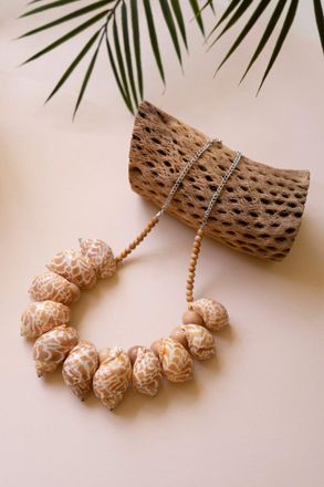 Kalalou Shell And Wood Bead Necklace