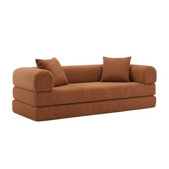Urban Meuble Sof&aacute; de 3 plazas, convertible en cama, de terciopelo color terracota