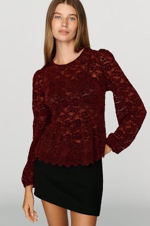 Dolan Sheer Lace Peplum Top