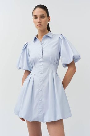 SIMKHAI Cleo Balloon Pintuck Mini Dress In Periwinkle Sky