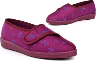 Generic Ladies Wide Fit Slippers Ladies Machine Washable Slippers Size 5 Womens Wide Fit Slipper Size 7 Rubber Sole Slipper Touch Fastening Washable EE Width 