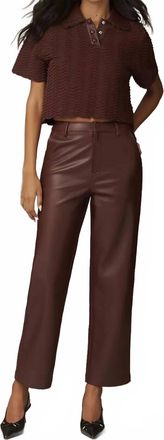 En Saison Delphine Straight-Leg Pants In Plum Brown
