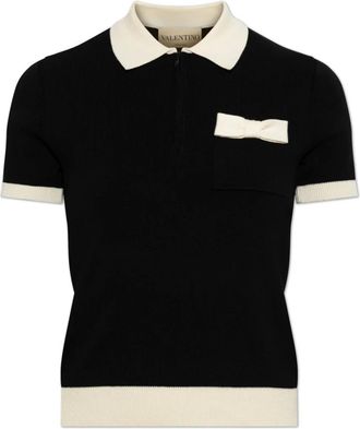 Valentino Garavani Polo Shirt met Zak - Dames - Polos - Zwart - XS - Leer - Tops