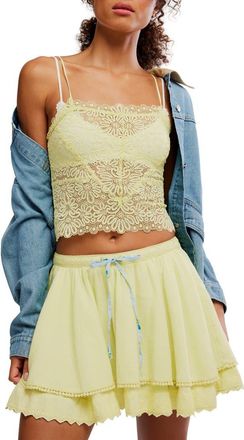 Free People Love and Lace Semi Sheer Crop Camisole in Lemon Water at Nordstrom, Size X-Large