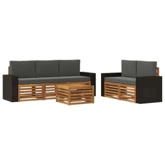 vidaXL Juegos De Sof&aacute;s Con Coj&iacute;n 6 Pcs Madera De Acacia S&oacute;lida Vidaxl