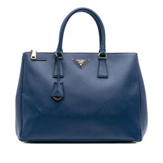 Prada Pre-owned Womens Galleria Top Handle Saffiano Leather - Dark Blue - One Size