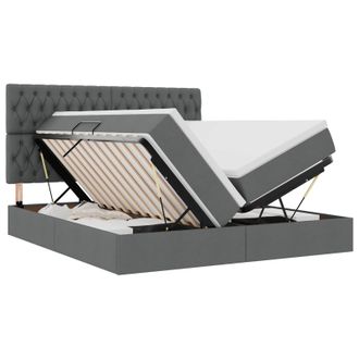 vidaXL Cama De Almacenamiento Led Con Colch&oacute;n Gris Oscuro 180 X 200 Cm Vidaxl