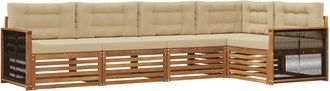 vidaXL Conjunto De Sof&aacute;s De Exterior 5 Uds. Natural Y Beige Vidaxl