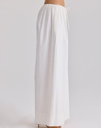 House of CB Jae - Pantaloni a fondo ampio in cotone bianchi-Bianco