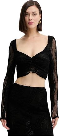 Charo Ruiz Ibiza Kant Blouse - Dames - Blouses - Zwart - L - Katoen - Overhemden