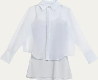 SIMKHAI Loen Long-Sleeve Organza Shirt