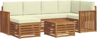 vidaXL Conjunto De Sof&aacute;s De Exterior 7 Uds. Natural Y Crema Poli&eacute;ster Vidaxl