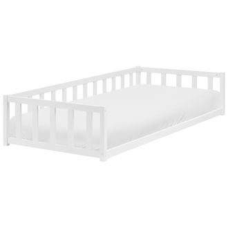 Beliani Cama De Suelo Infantil De Madera De Pino Con Somier De L&aacute;minas Blanco 90 X 200 Cm Auribeau