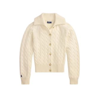 Ralph Lauren Gilet a collo alto a trecce - - Knitwear - Donna - Beige - XS