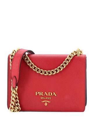 Prada Chain Flap Bag Saffiano Leather Small crossbody bag - Black
