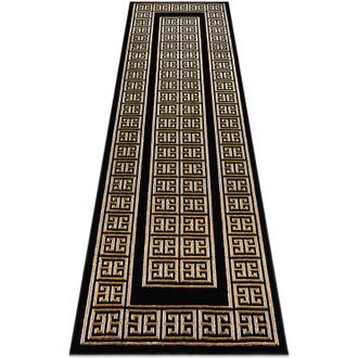 RugsX Alfombra, Alfombra De Pasillo Allure 1968 Chave Grega, Marco - Estructural, Elegante, Glamurosa Negro / Oro Black 80x200 Cm