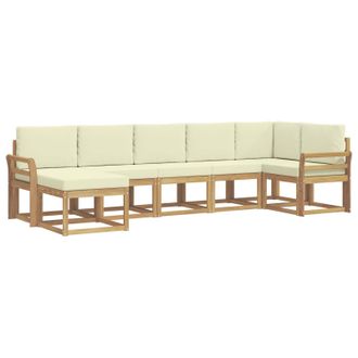vidaXL Conjunto De Sof&aacute;s De Exterior 7 Pcs Blanco Y Crema Poli&eacute;ster Vidaxl