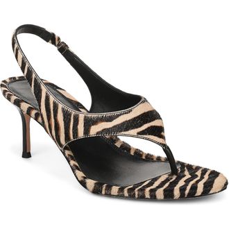 Veronica Beard Talon Slingback Thong Sandal in Ziger Brown Calf Hair at Nordstrom, Size 6.5