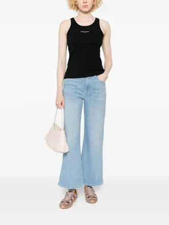 Maison Kitsun&eacute; Logo-Embroidered Cotton Tank Top - Black