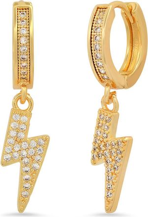 Steeltime 18K Gold Plated Crystal Bolt Hoop Earrings in Yellow at Nordstrom Rack