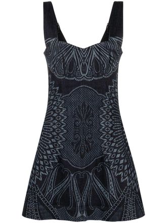 Alberta Ferretti printed denim dress - women - Cotton/Spandex/Elastane - 44 - Blue