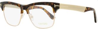 Tom Ford Eyeglasses Square Full Rim, Havana/gold Frame And Clear Demo Lenses Lens Ft5371052