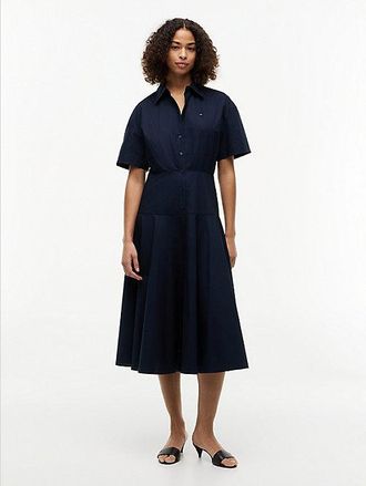 Tommy Hilfiger Fit And Flare Poplin Midi Shirt Dress