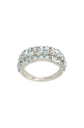 Sterling Forever Kornelia Three Row Eternity Band Ring in Silver at Nordstrom, Size 8